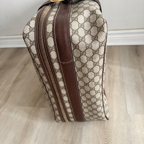 Vintage 1970 Gucci GG Supreme Suitcase Web Stripe Monogram Canvas Gold Closure - Picture 8 of 15